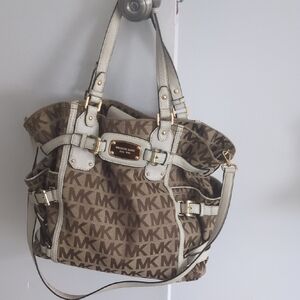 Michael Kors Signature Brown and Cream Shoulder Bag